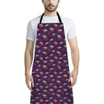 Colorful UFO Pattern Print Bib Apron With Pocket