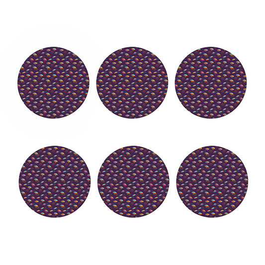 Colorful UFO Pattern Print Coaster Set