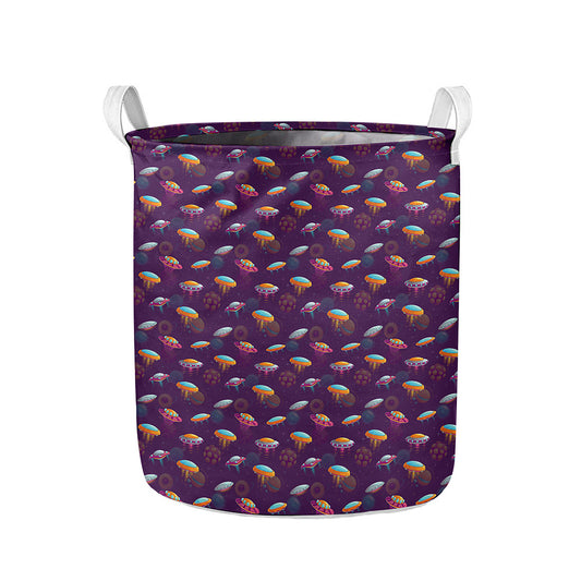 Colorful UFO Pattern Print Collapsible Laundry Basket