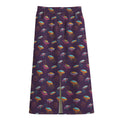 Colorful UFO Pattern Print Cotton Front Slit Maxi Skirt