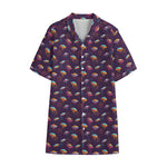 Colorful UFO Pattern Print Cotton Hawaiian Shirt