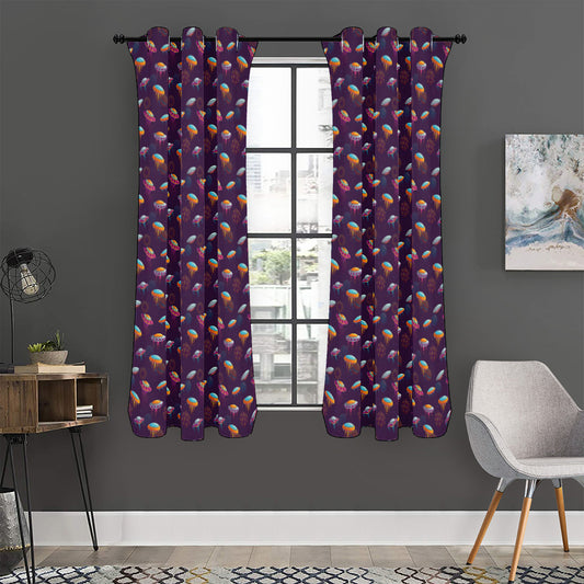 Colorful UFO Pattern Print Curtain