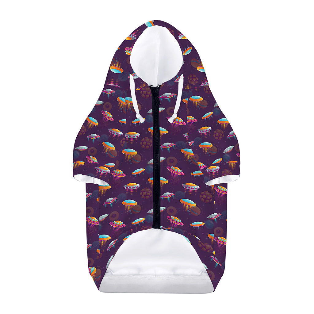 Colorful UFO Pattern Print Dog Zip Up Hoodie
