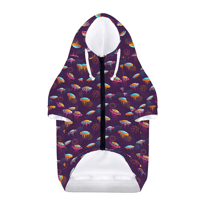 Colorful UFO Pattern Print Dog Zip Up Hoodie