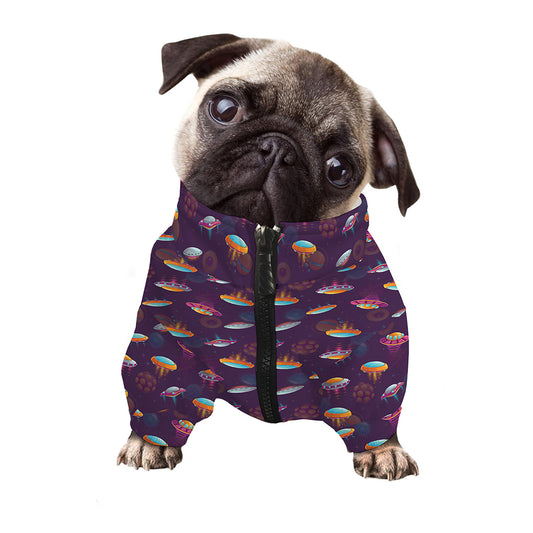 Colorful UFO Pattern Print Dog Zip Up Jacket