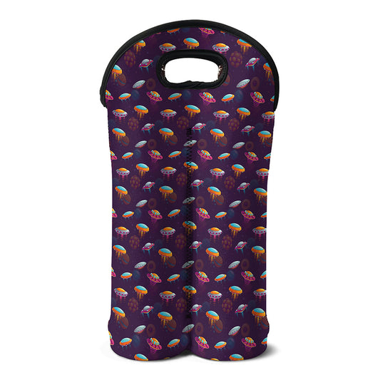 Colorful UFO Pattern Print Double Neoprene Wine Tote