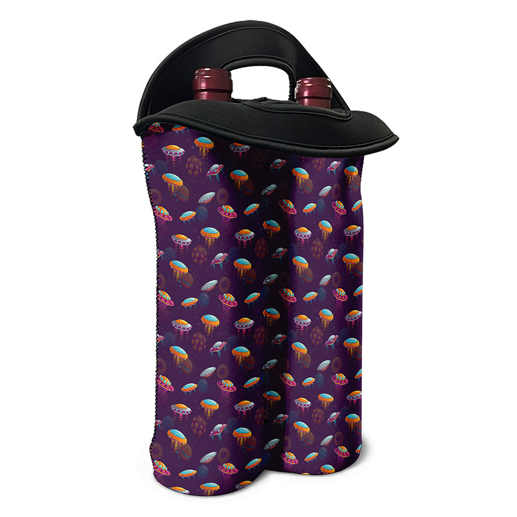 Colorful UFO Pattern Print Double Neoprene Wine Tote