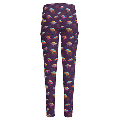 Colorful UFO Pattern Print High-Waisted Pocket Leggings