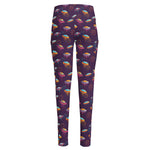 Colorful UFO Pattern Print High-Waisted Pocket Leggings