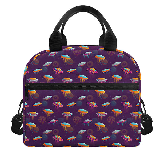 Colorful UFO Pattern Print Insulated Lunch Bag