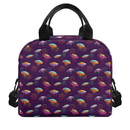 Colorful UFO Pattern Print Insulated Lunch Bag