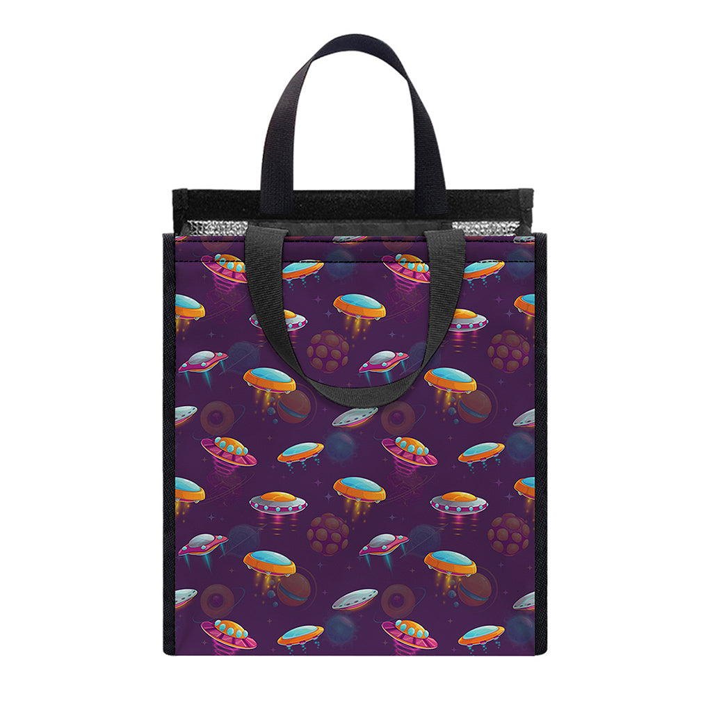 Colorful UFO Pattern Print Insulated Lunch Tote