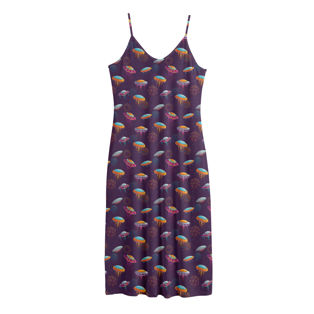 Colorful UFO Pattern Print Jersey Midi Cami Dress