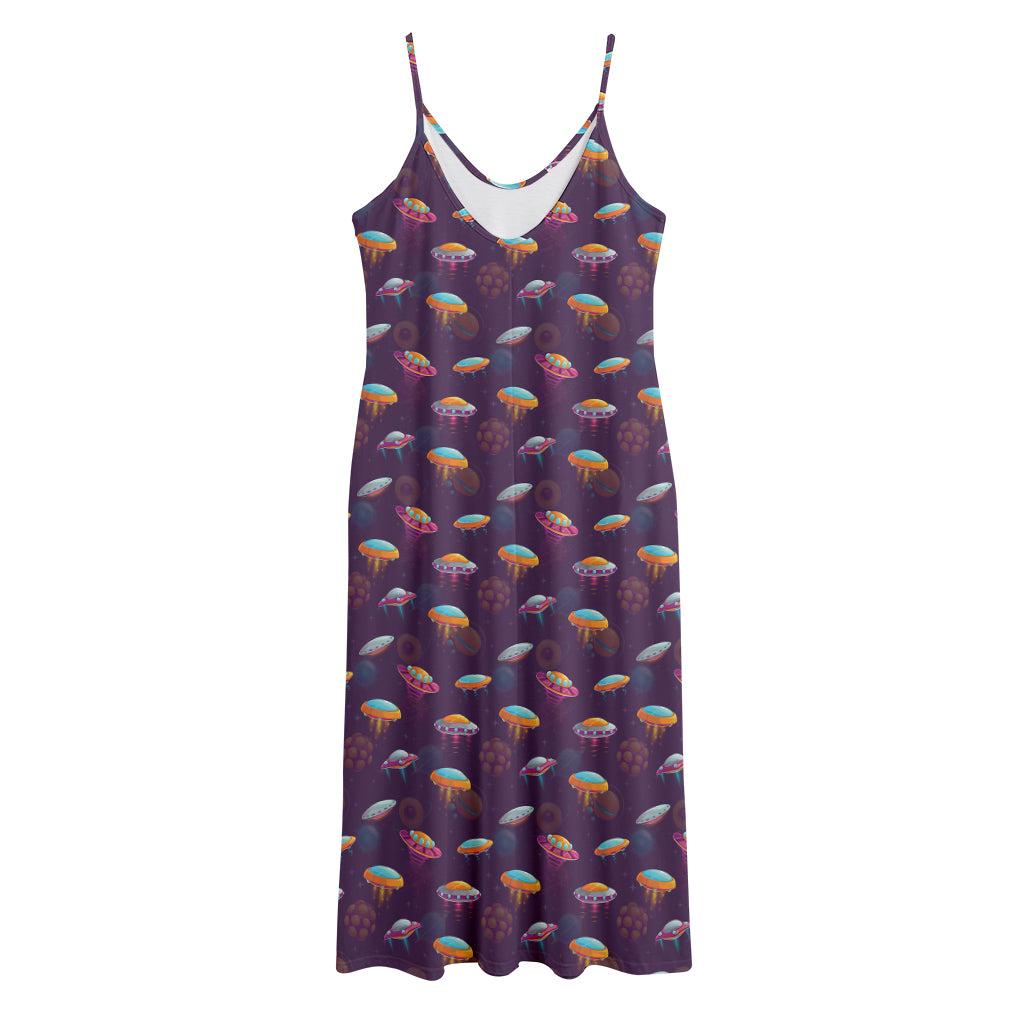 Colorful UFO Pattern Print Jersey Midi Cami Dress