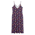 Colorful UFO Pattern Print Jersey Midi Cami Dress