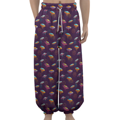 Colorful UFO Pattern Print Lantern Pants