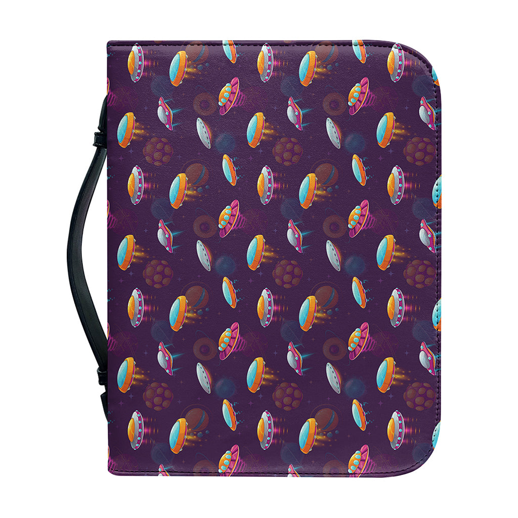 Colorful UFO Pattern Print Leather Bible Cover