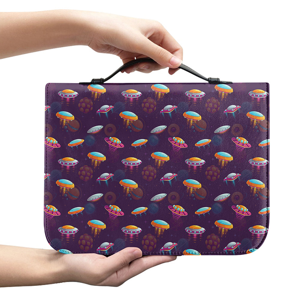 Colorful UFO Pattern Print Leather Bible Cover