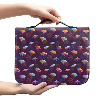 Colorful UFO Pattern Print Leather Bible Cover