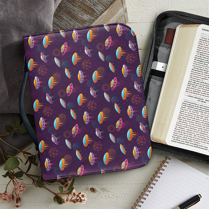 Colorful UFO Pattern Print Leather Bible Cover