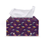 Colorful UFO Pattern Print Leather Tissue Box Cover