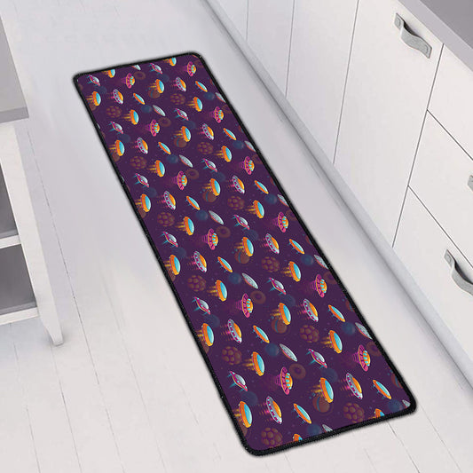 Colorful UFO Pattern Print Long Kitchen Mat