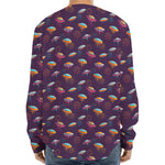 Colorful UFO Pattern Print Long Sleeve Baseball Jersey