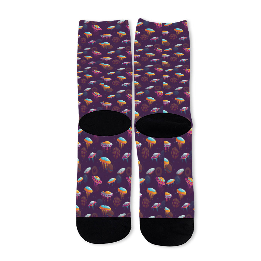 Colorful UFO Pattern Print Long Socks