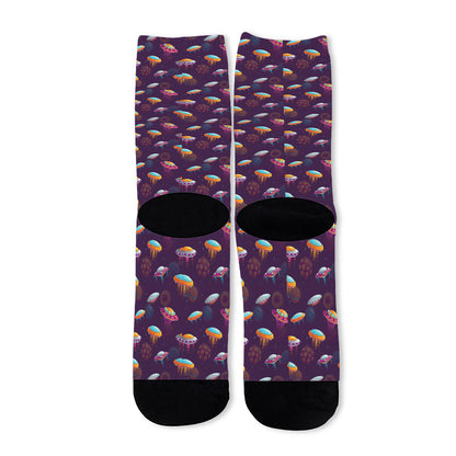 Colorful UFO Pattern Print Long Socks