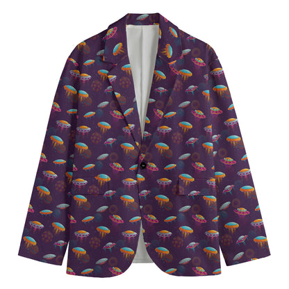 Colorful UFO Pattern Print Men's Blazer