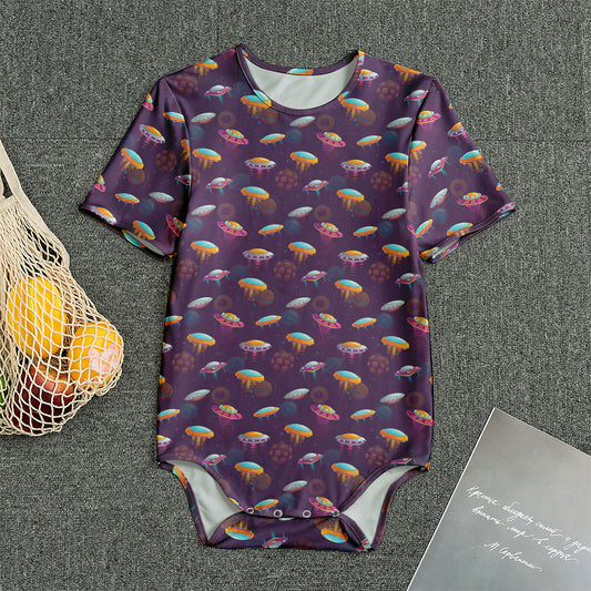 Colorful UFO Pattern Print Men's Bodysuit