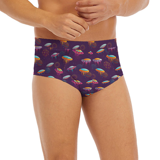 Colorful UFO Pattern Print Men's Briefs
