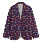 Colorful UFO Pattern Print Men's Cotton Blazer