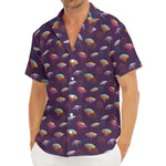 Colorful UFO Pattern Print Men's Deep V-Neck Shirt