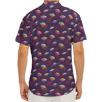 Colorful UFO Pattern Print Men's Deep V-Neck Shirt