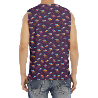 Colorful UFO Pattern Print Men's Fitness Tank Top