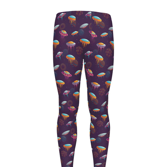 Colorful UFO Pattern Print Men's leggings