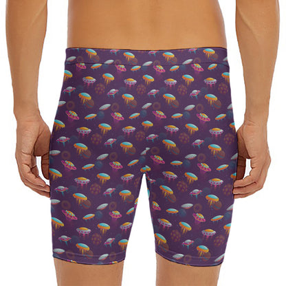 Colorful UFO Pattern Print Men's Long Boxer Briefs