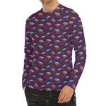 Colorful UFO Pattern Print Men's Long Sleeve Rash Guard