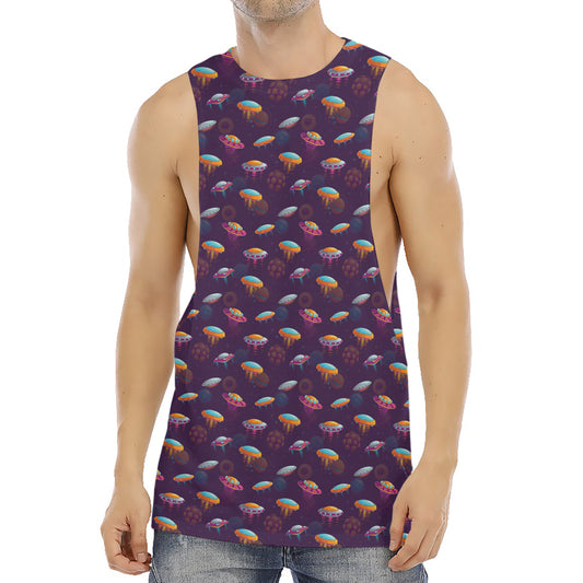 Colorful UFO Pattern Print Men's Muscle Tank Top