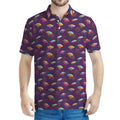 Colorful UFO Pattern Print Men's Polo Shirt