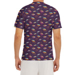 Colorful UFO Pattern Print Men's Short Sleeve Rash Guard
