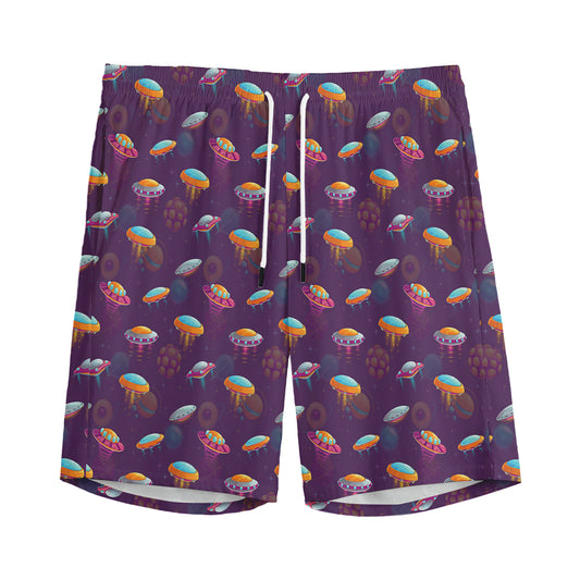 Colorful UFO Pattern Print Men's Sports Shorts