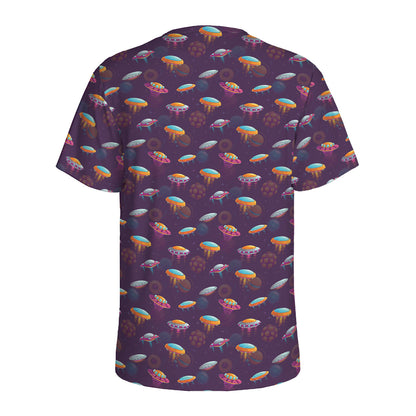 Colorful UFO Pattern Print Men's Sports T-Shirt