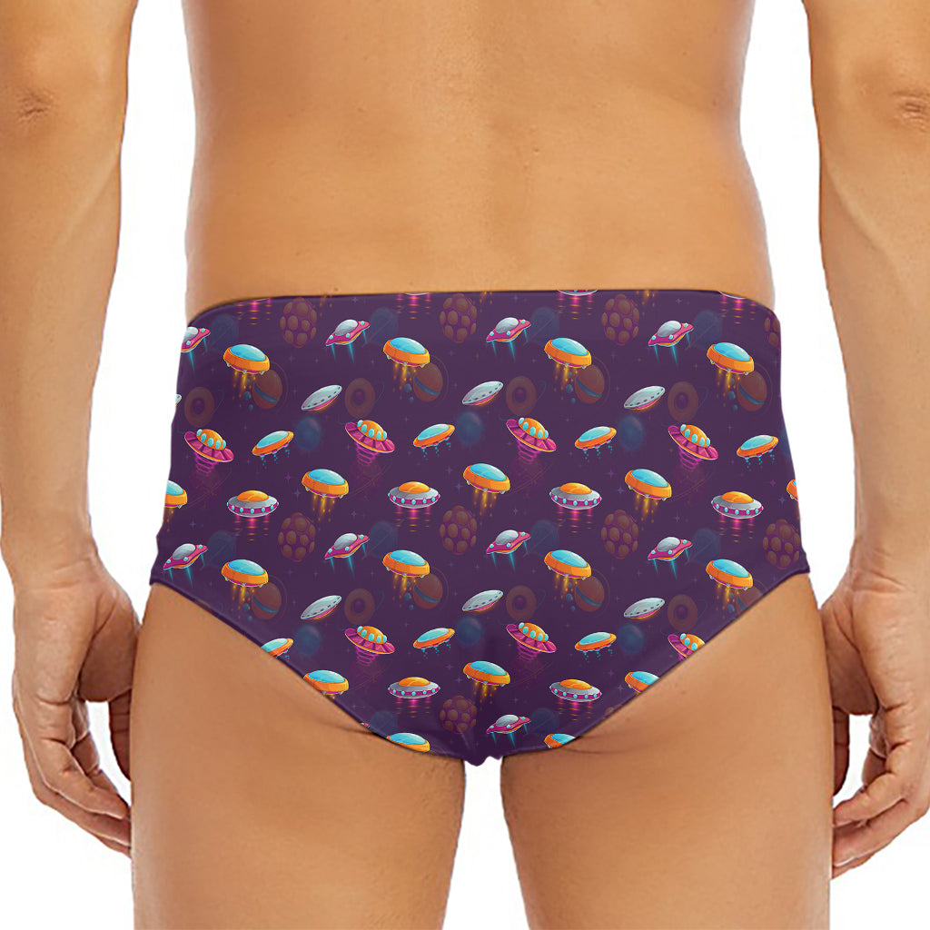 Colorful UFO Pattern Print Men's Triangle Swim Briefs