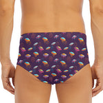 Colorful UFO Pattern Print Men's Triangle Swim Briefs