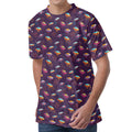 Colorful UFO Pattern Print Men's Velvet T-Shirt
