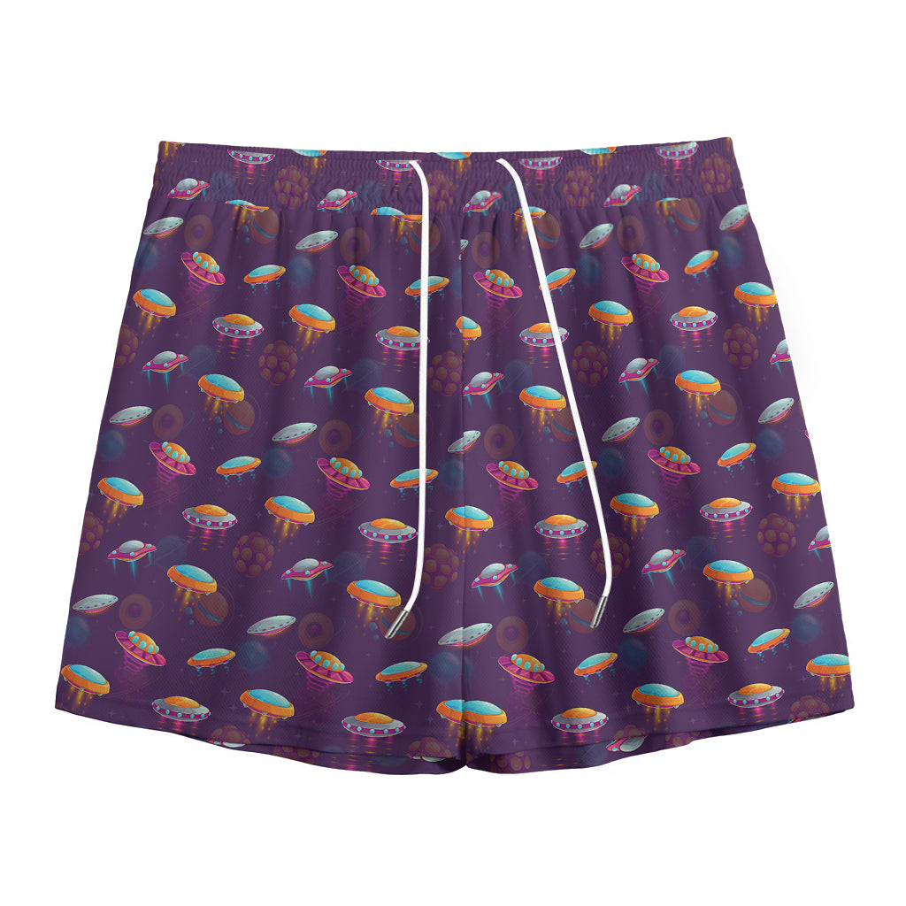 Colorful UFO Pattern Print Mesh Shorts