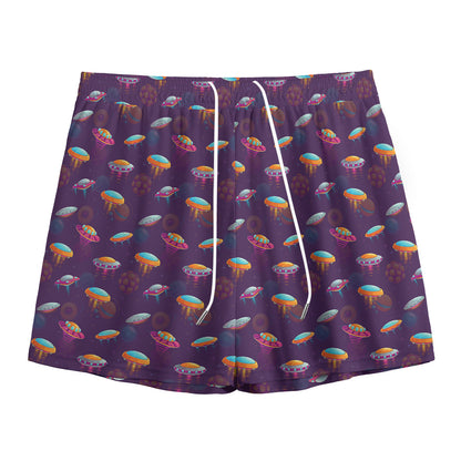 Colorful UFO Pattern Print Mesh Shorts