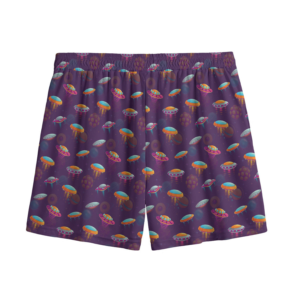 Colorful UFO Pattern Print Mesh Shorts